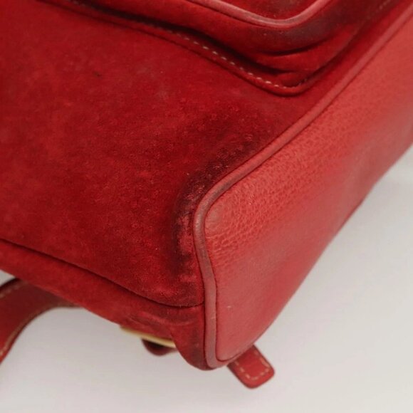 GUCCI Bamboo Backpack Suede Leather Red Gold 003 1956 0030 Auth 129916 main image 6